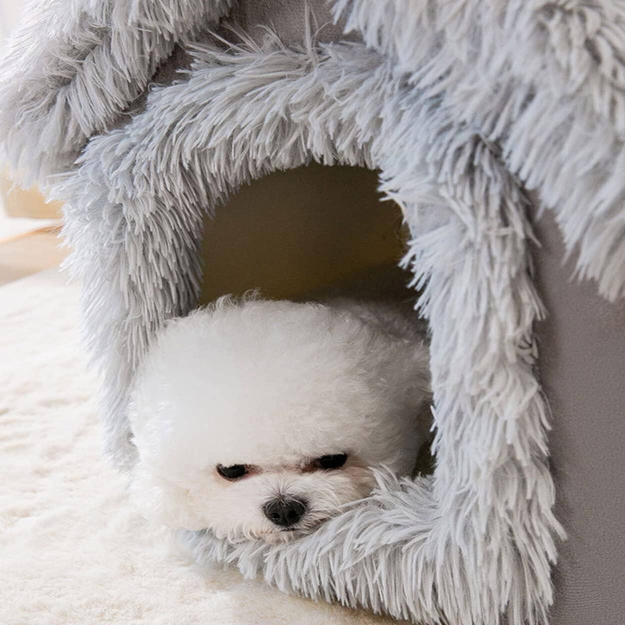 Niche Chien - ComfortableDogHouse™ - Gris Fourrure - Paradis de Chien