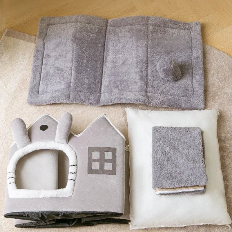 Niche Chien - ComfortableDogHouse™ - Gris Toiture Double - Paradis de Chien