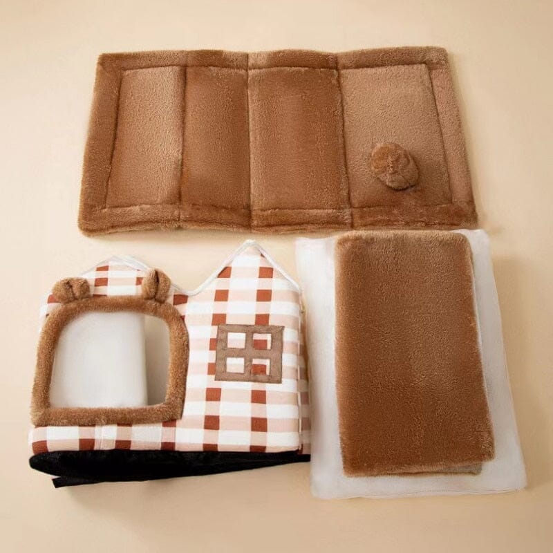 Niche Chien - ComfortableDogHouse™ - Marron Toiture Double - Paradis de Chien