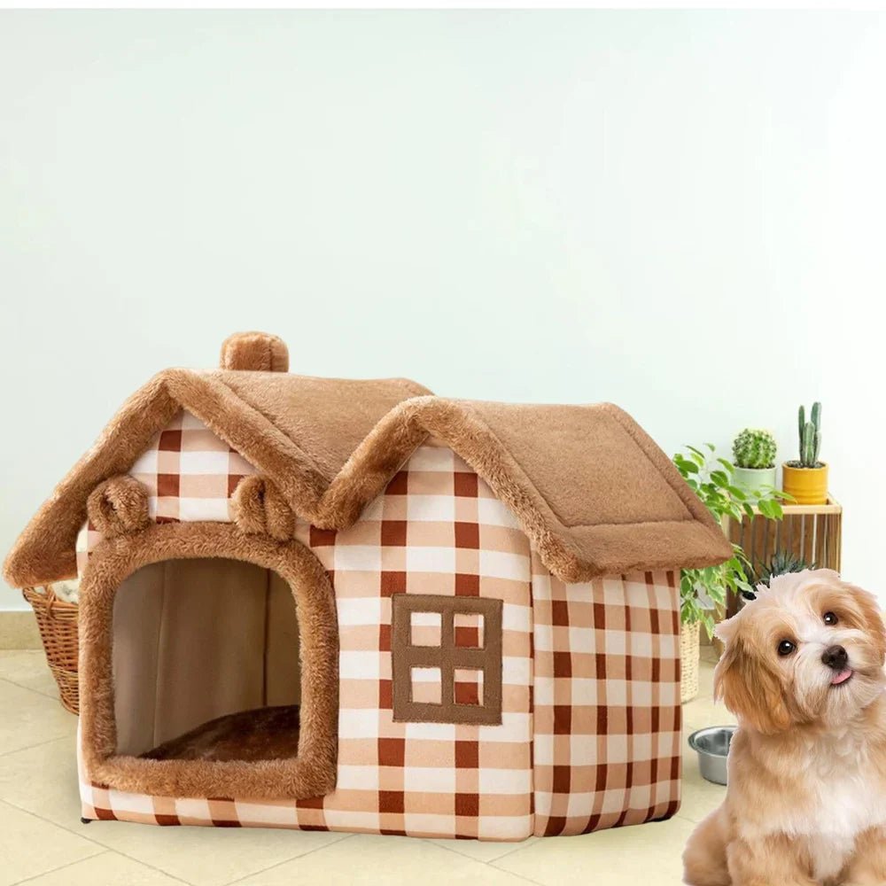 Niche Chien - ComfortableDogHouse™ - Marron Toiture Double - Paradis de Chien