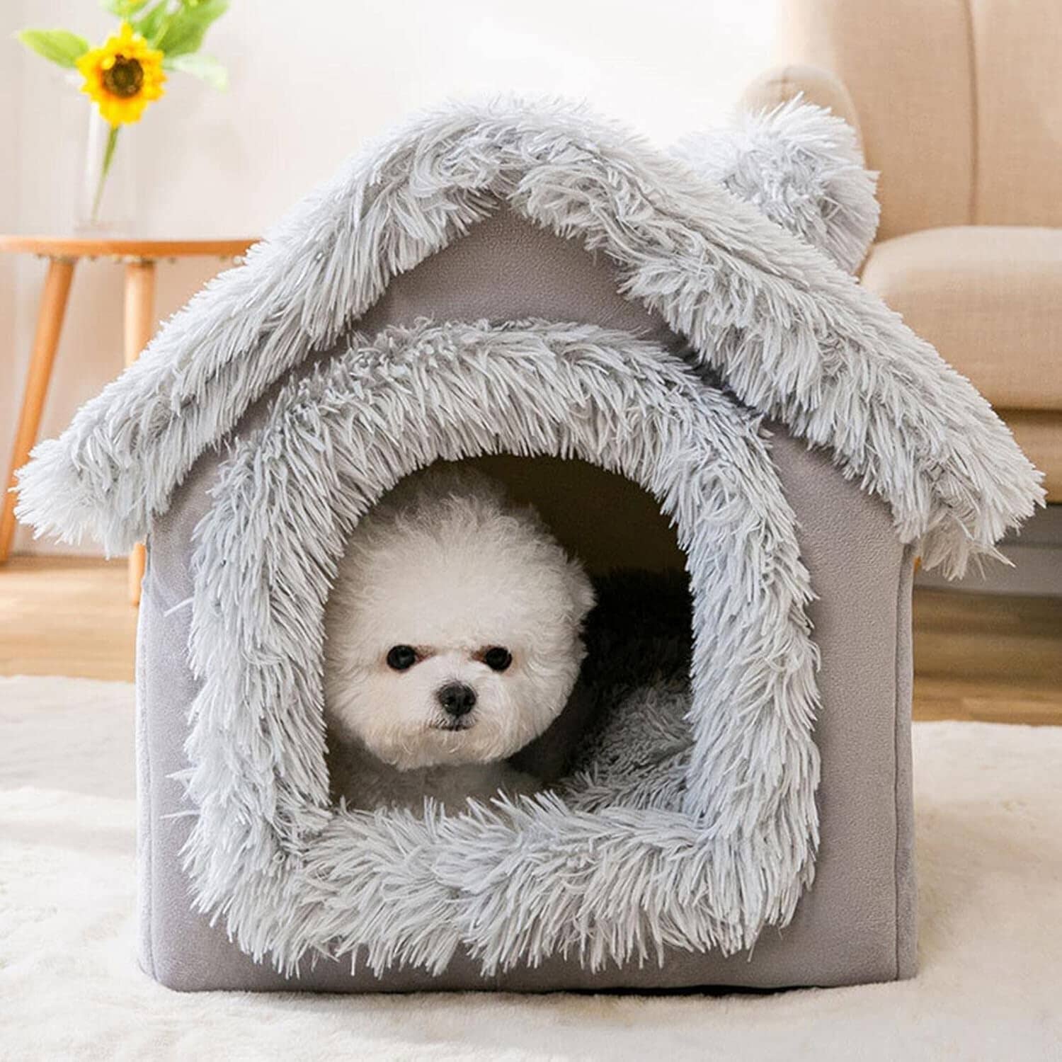 Niche Chien - ComfortableDogHouse™ - Gris Fourrure - Paradis de Chien