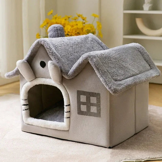 Niche Chien - ComfortableDogHouse™ - Gris Toiture Double - Paradis de Chien