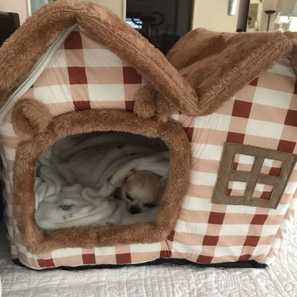 Niche Chien - ComfortableDogHouse™ - Marron Toiture Double - Paradis de Chien