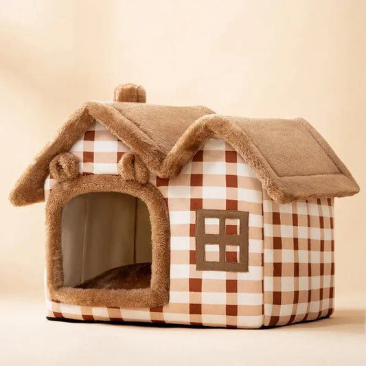 Niche Chien - ComfortableDogHouse™ - Marron Toiture Double - Paradis de Chien